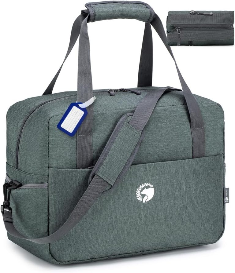 BAGZY Bagages Cabine 40x30x20 cm pour Ryanair Wizzair Volotea, Sac de Voyage Pliable Imperméable Nylon 25L Gris